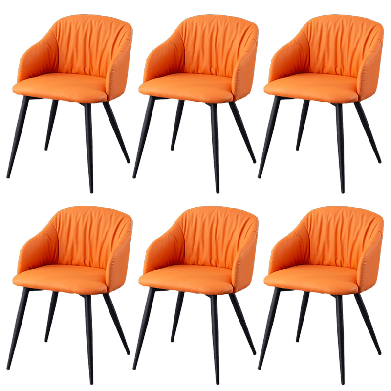 Industrial Faux Leather Dining Chair Upholstered Arm Chair with Metal Legs