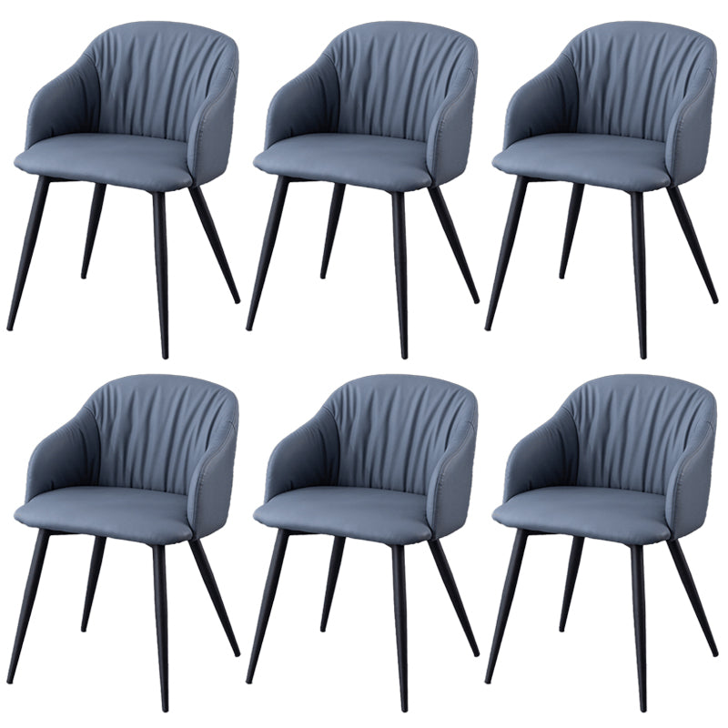 Industrial Faux Leather Dining Chair Upholstered Arm Chair with Metal Legs