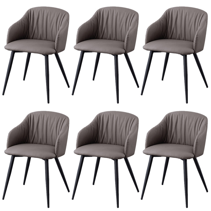 Industrial Faux Leather Dining Chair Upholstered Arm Chair with Metal Legs