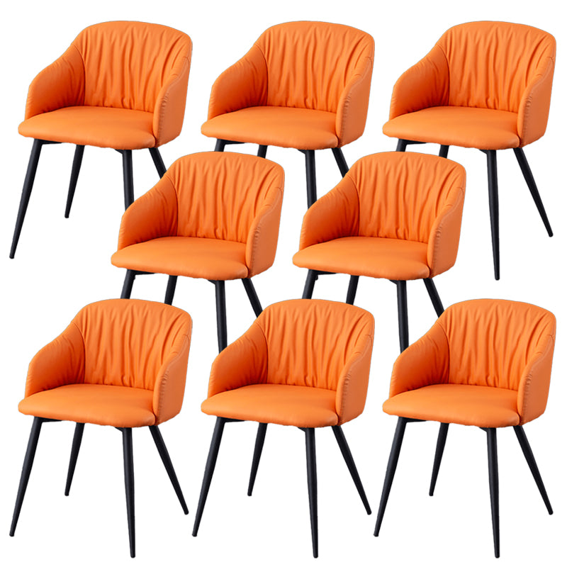 Industrial Faux Leather Dining Chair Upholstered Arm Chair with Metal Legs