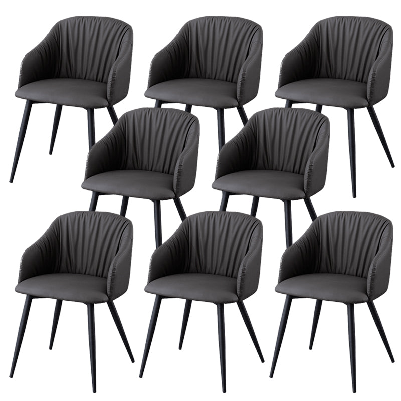 Industrial Faux Leather Dining Chair Upholstered Arm Chair with Metal Legs