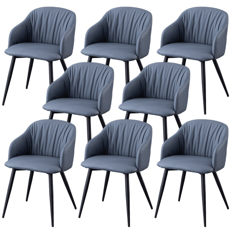 Industrial Faux Leather Dining Chair Upholstered Arm Chair with Metal Legs