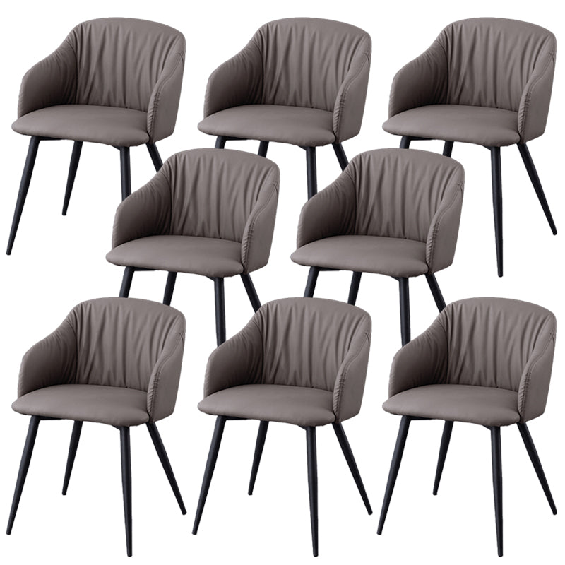 Industrial Faux Leather Dining Chair Upholstered Arm Chair with Metal Legs