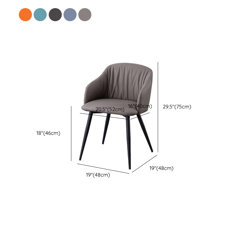 Industrial Faux Leather Dining Chair Upholstered Arm Chair with Metal Legs