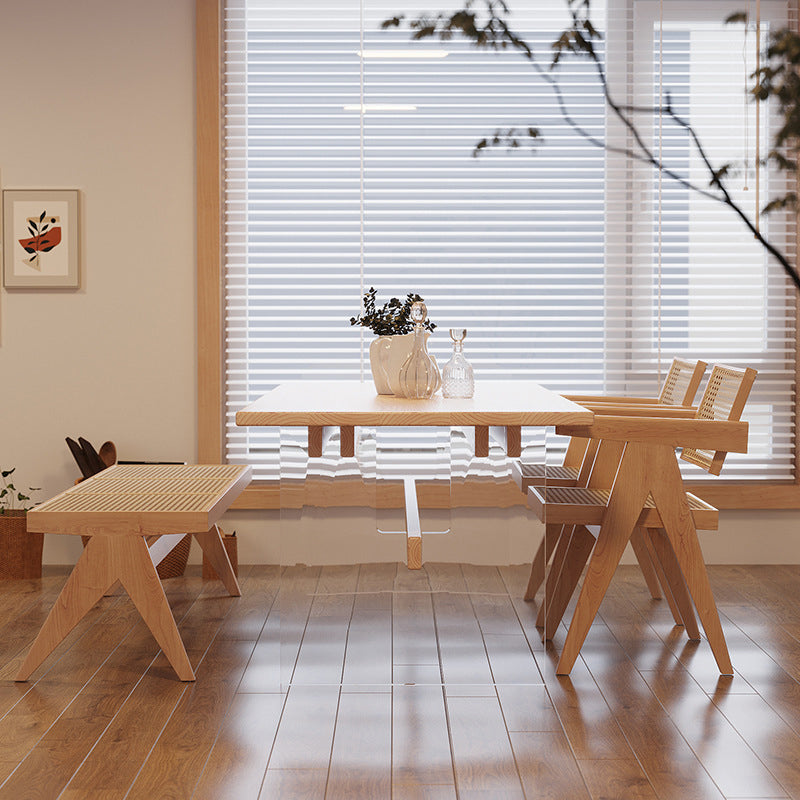 Wood Side Dining Arm Chair Traditional Open Back Dining Side Chair in Natural