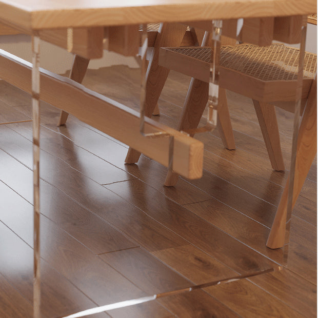 Wood Side Dining Arm Chair Traditional Open Back Dining Side Chair in Natural