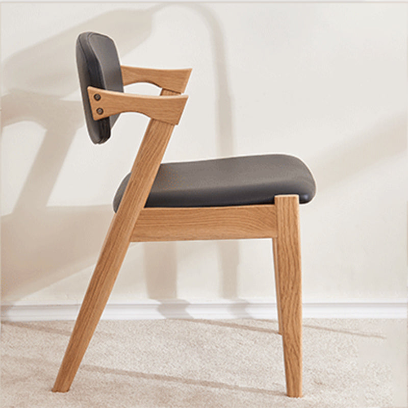 Wood Side Dining Chairs Contemporary Open Back Dining Side Chair in Black