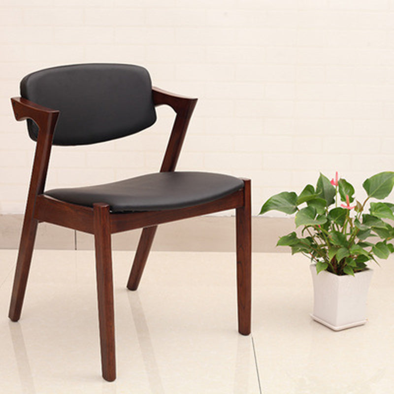 Wood Side Dining Chairs Contemporary Open Back Dining Side Chair in Black