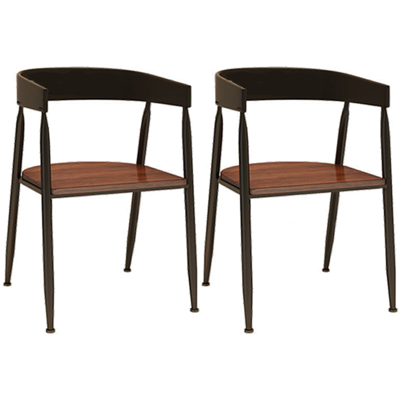 Contemporary Kitchen Dining Armchair Metal Side Dining Chairs in Black