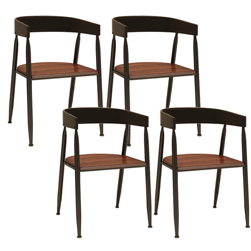 Contemporary Kitchen Dining Armchair Metal Side Dining Chairs in Black