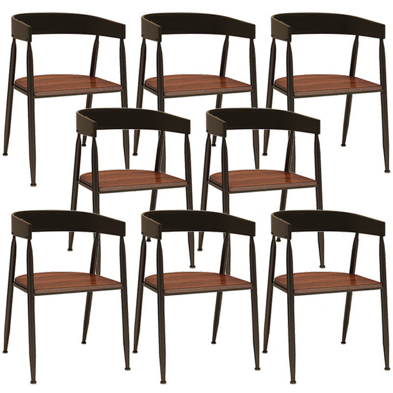 Contemporary Kitchen Dining Armchair Metal Side Dining Chairs in Black