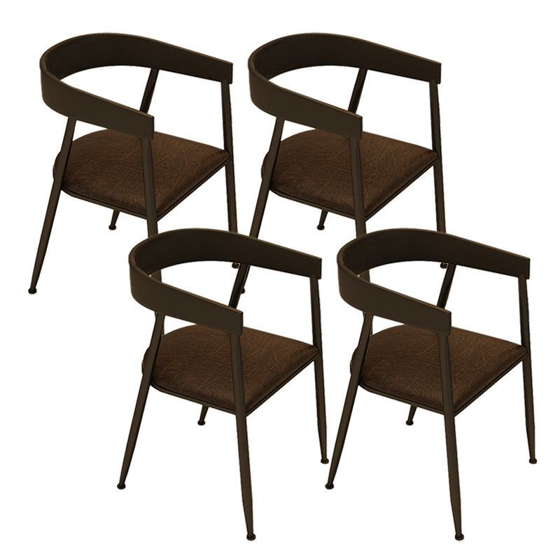 Contemporary Kitchen Dining Armchair Metal Side Dining Chairs in Black