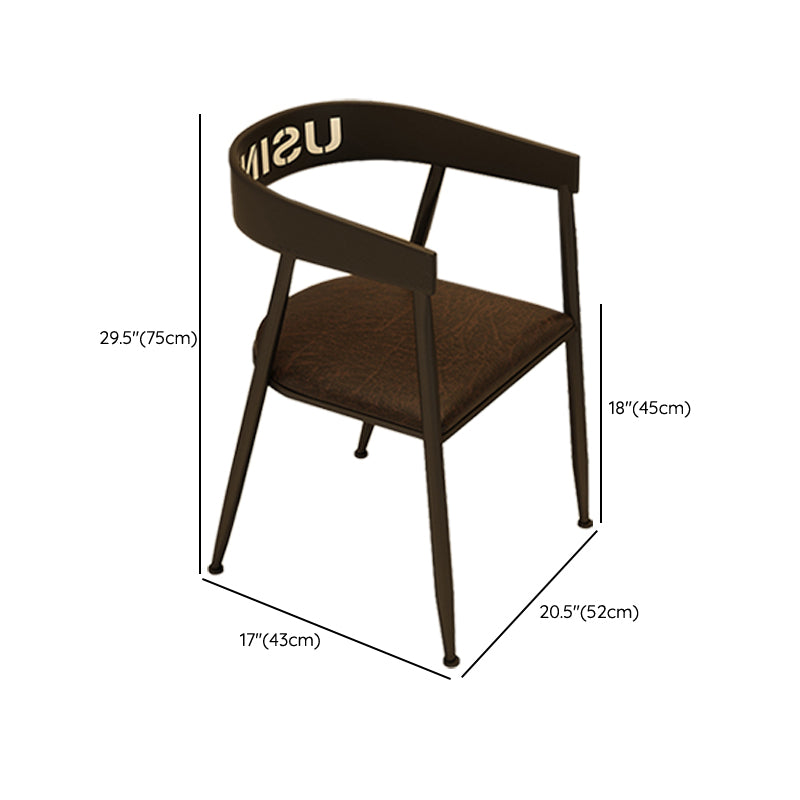 Contemporary Kitchen Dining Armchair Metal Side Dining Chairs in Black