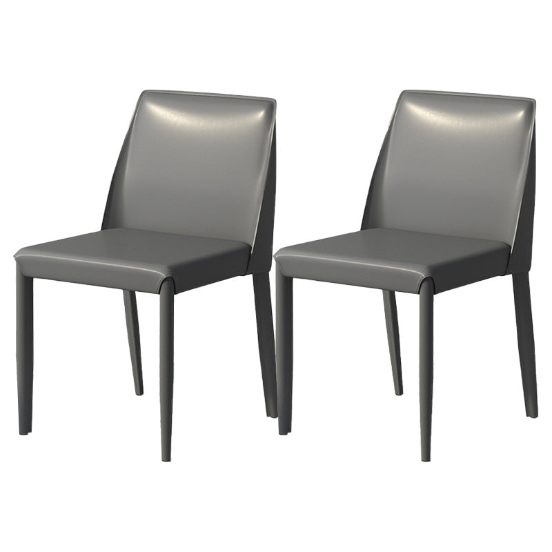 Contemporary Metal Dining Chair Faux Leather Armless Dining Room Chair for Home Use