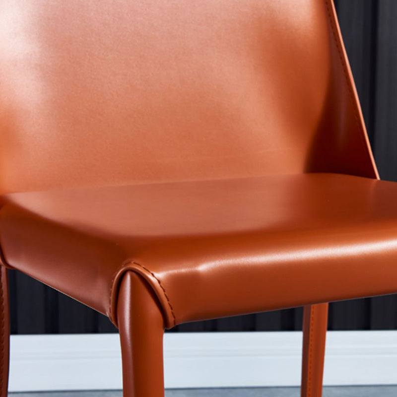 Contemporary Metal Dining Chair Faux Leather Armless Dining Room Chair for Home Use