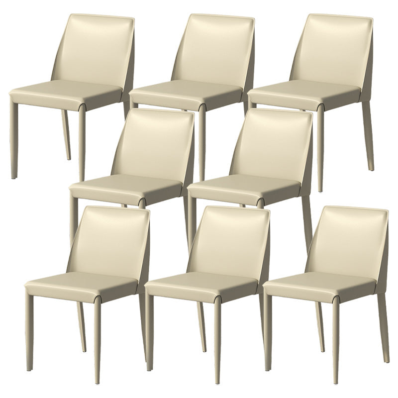 Contemporary Metal Dining Chair Faux Leather Armless Dining Room Chair for Home Use