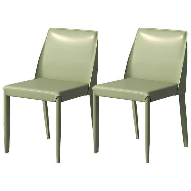 Contemporary Metal Dining Chair Faux Leather Armless Dining Room Chair for Home Use
