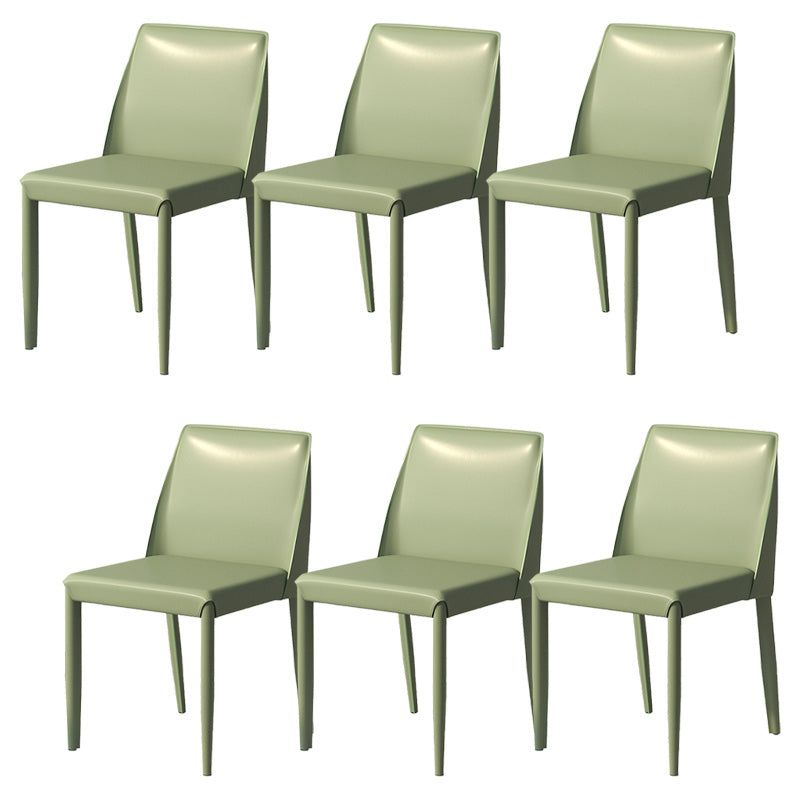 Contemporary Metal Dining Chair Faux Leather Armless Dining Room Chair for Home Use
