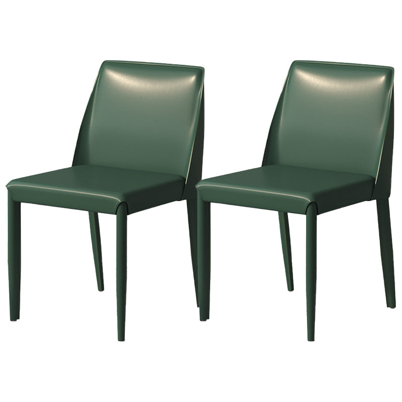 Contemporary Metal Dining Chair Faux Leather Armless Dining Room Chair for Home Use