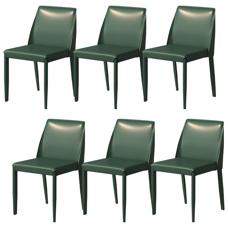 Contemporary Metal Dining Chair Faux Leather Armless Dining Room Chair for Home Use