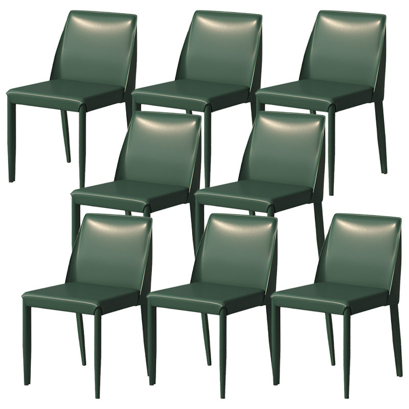 Contemporary Metal Dining Chair Faux Leather Armless Dining Room Chair for Home Use