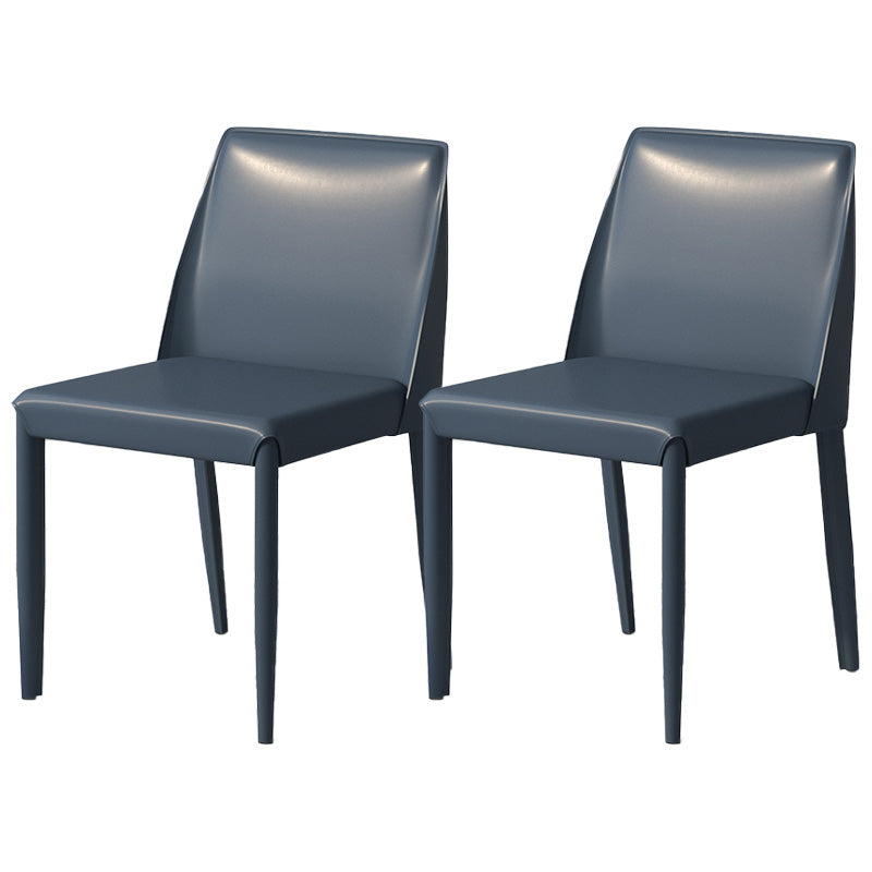 Contemporary Metal Dining Chair Faux Leather Armless Dining Room Chair for Home Use