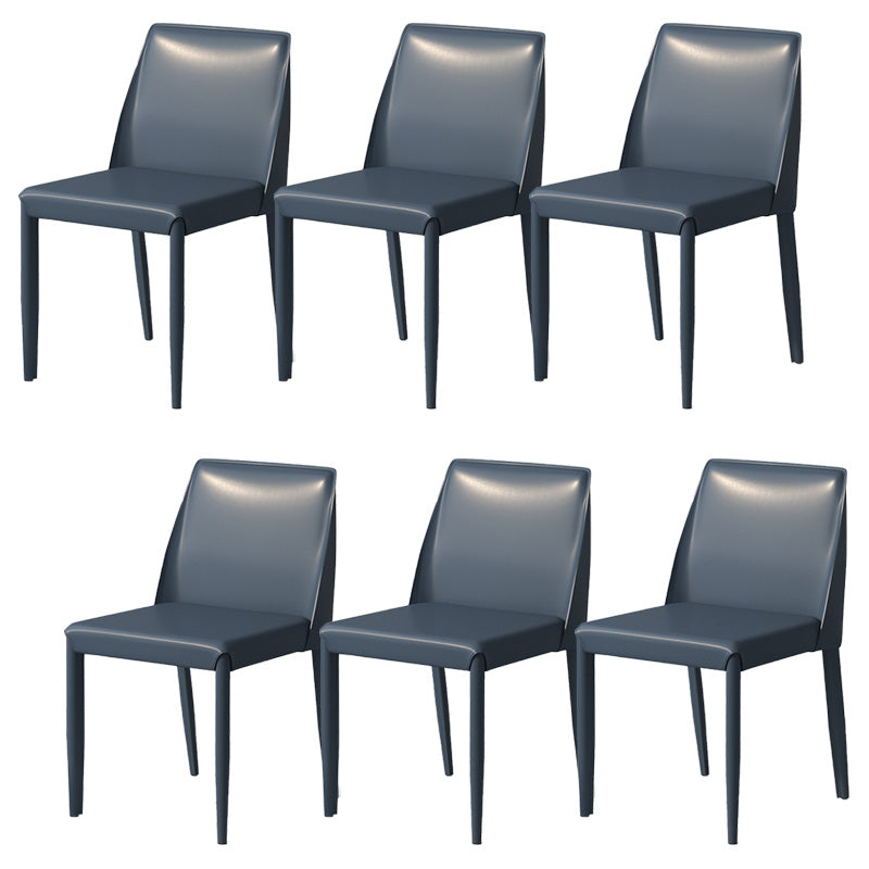 Contemporary Metal Dining Chair Faux Leather Armless Dining Room Chair for Home Use
