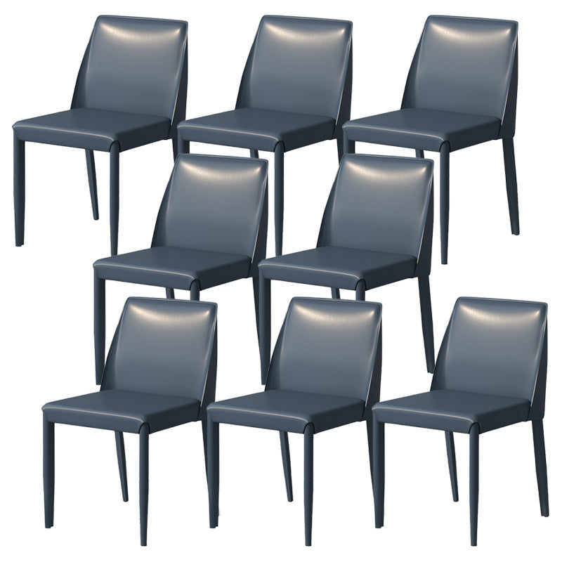 Contemporary Metal Dining Chair Faux Leather Armless Dining Room Chair for Home Use