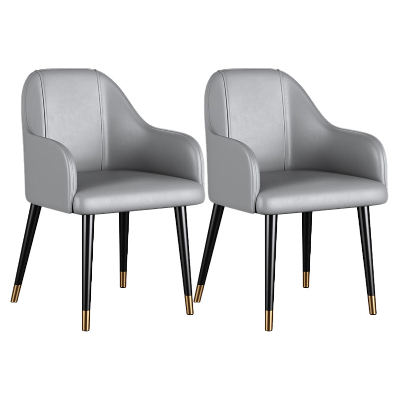 Glam Faux Leather Dining Chairs Metal Arm Dining Room Chairs