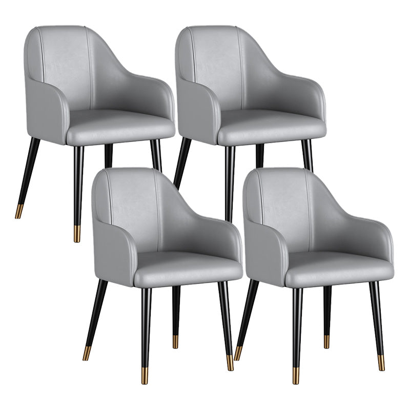 Glam Faux Leather Dining Chairs Metal Arm Dining Room Chairs