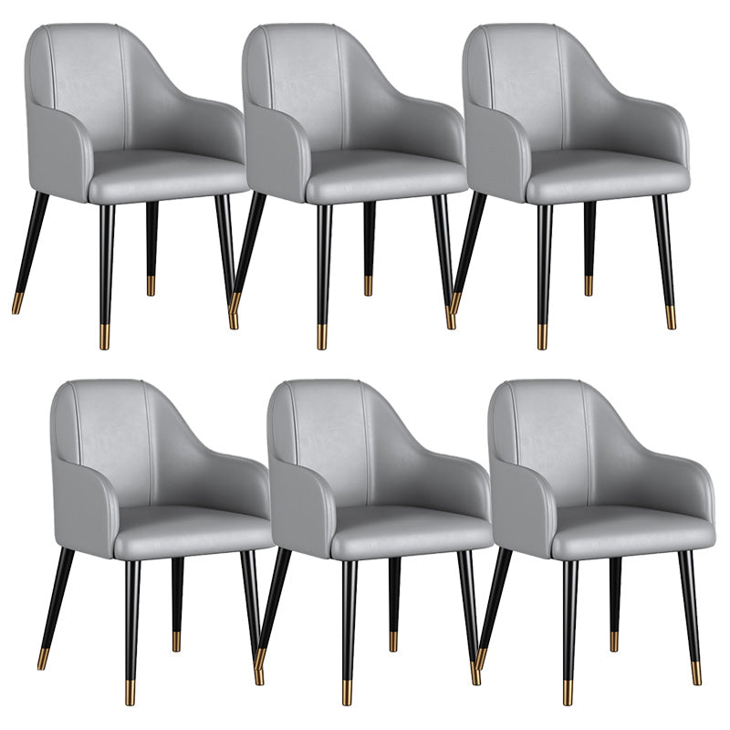 Glam Faux Leather Dining Chairs Metal Arm Dining Room Chairs