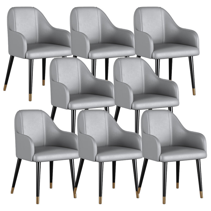 Glam Faux Leather Dining Chairs Metal Arm Dining Room Chairs