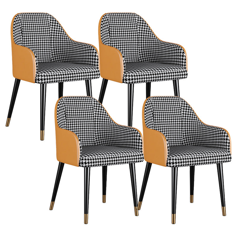 Glam Faux Leather Dining Chairs Metal Arm Dining Room Chairs