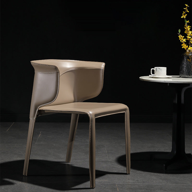 Contemporary Metal Dining Room Chairs Arm Leather Dining Chairs for Home Use