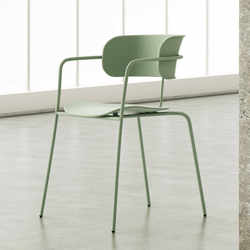 Contemporary Metal Dining Room Chair Arm Open Back Dining Side Chair for Dining Room