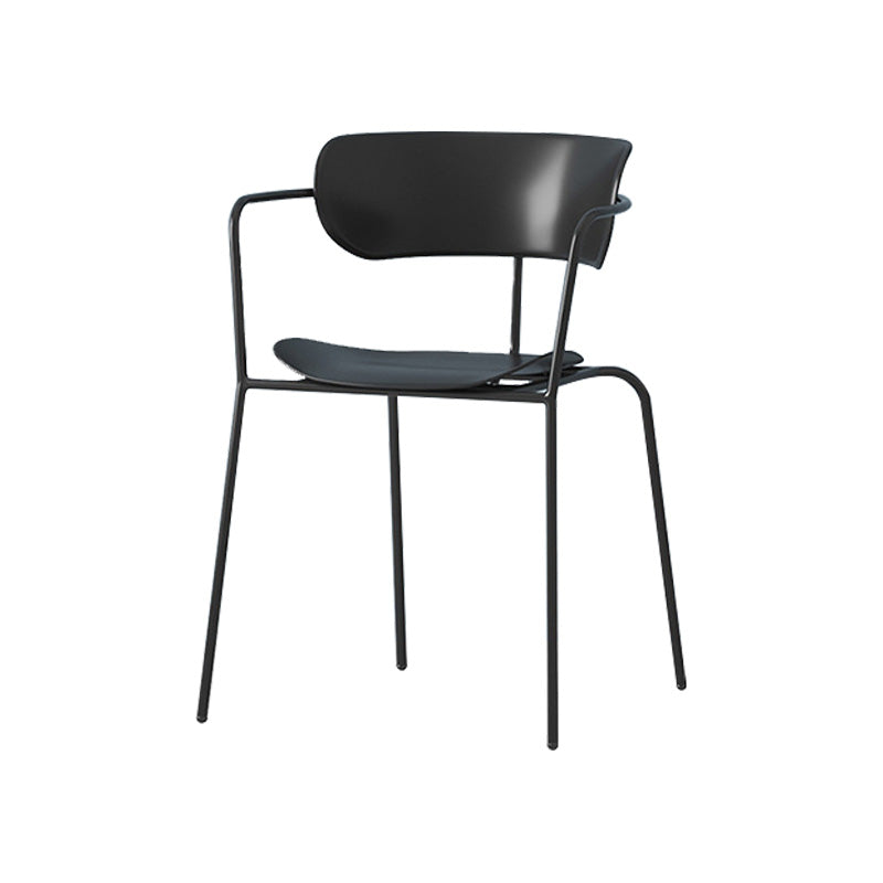 Contemporary Metal Dining Room Chair Arm Open Back Dining Side Chair for Dining Room