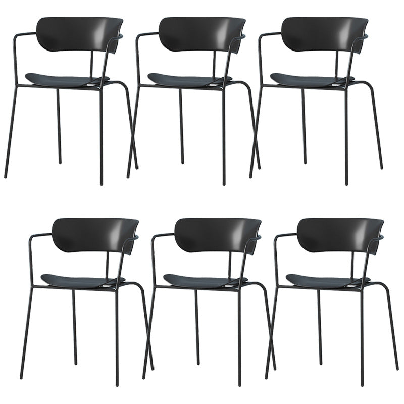 Contemporary Metal Dining Room Chair Arm Open Back Dining Side Chair for Dining Room