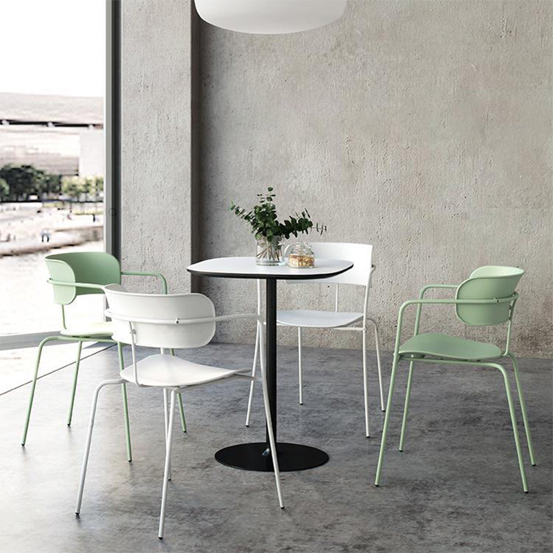 Contemporary Metal Dining Room Chair Arm Open Back Dining Side Chair for Dining Room