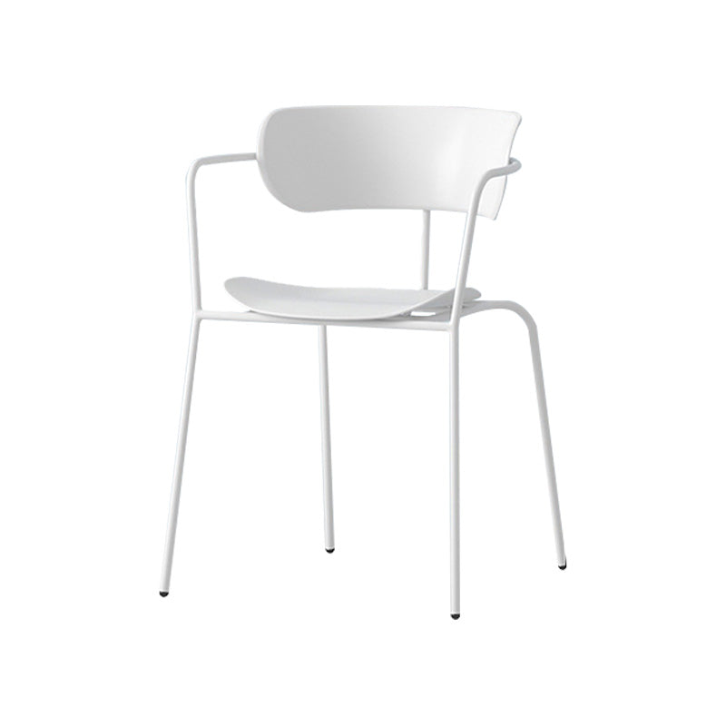 Contemporary Metal Dining Room Chair Arm Open Back Dining Side Chair for Dining Room
