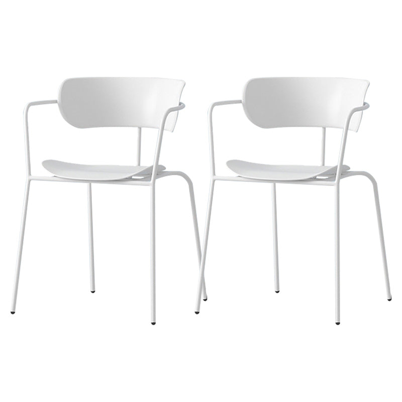 Contemporary Metal Dining Room Chair Arm Open Back Dining Side Chair for Dining Room