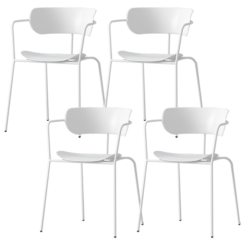 Contemporary Metal Dining Room Chair Arm Open Back Dining Side Chair for Dining Room