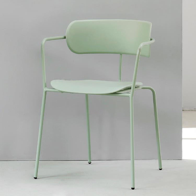 Contemporary Metal Dining Room Chair Arm Open Back Dining Side Chair for Dining Room