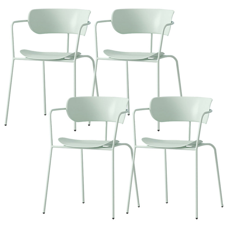 Contemporary Metal Dining Room Chair Arm Open Back Dining Side Chair for Dining Room