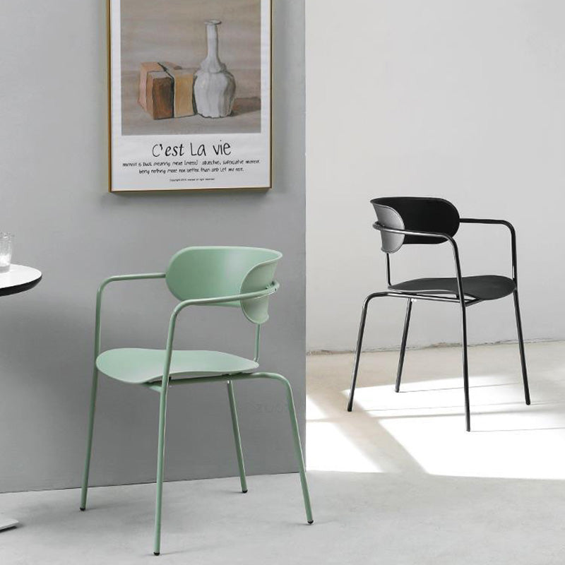 Contemporary Metal Dining Room Chair Arm Open Back Dining Side Chair for Dining Room