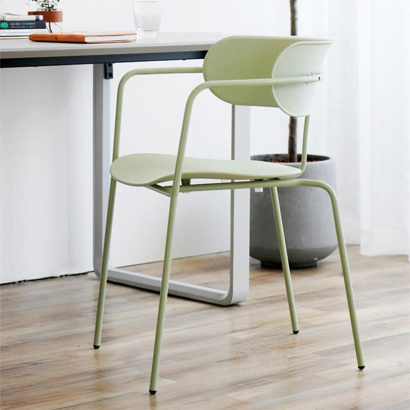 Contemporary Metal Dining Room Chair Arm Open Back Dining Side Chair for Dining Room