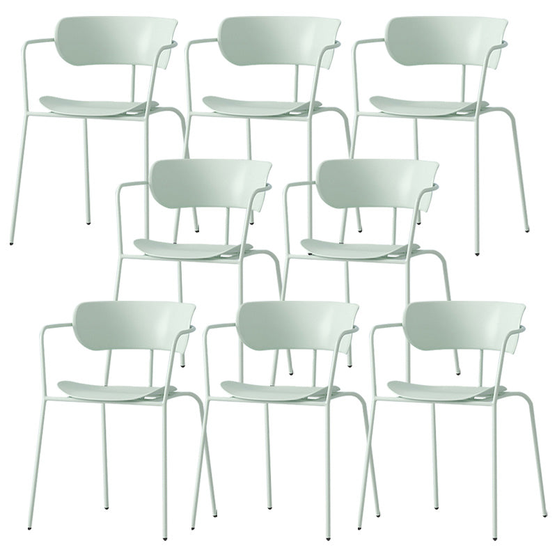 Contemporary Metal Dining Room Chair Arm Open Back Dining Side Chair for Dining Room