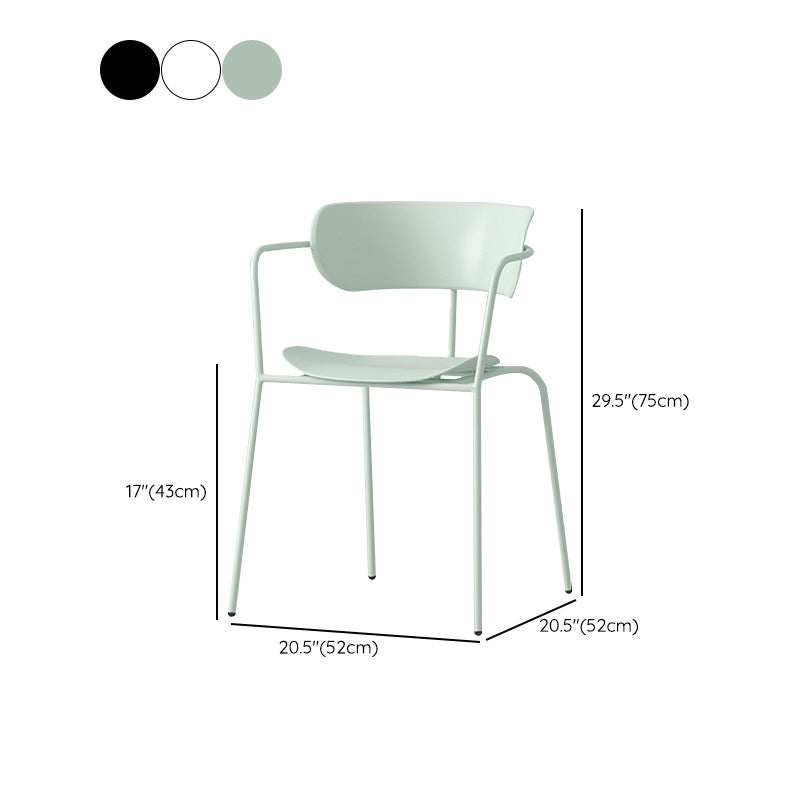 Contemporary Metal Dining Room Chair Arm Open Back Dining Side Chair for Dining Room