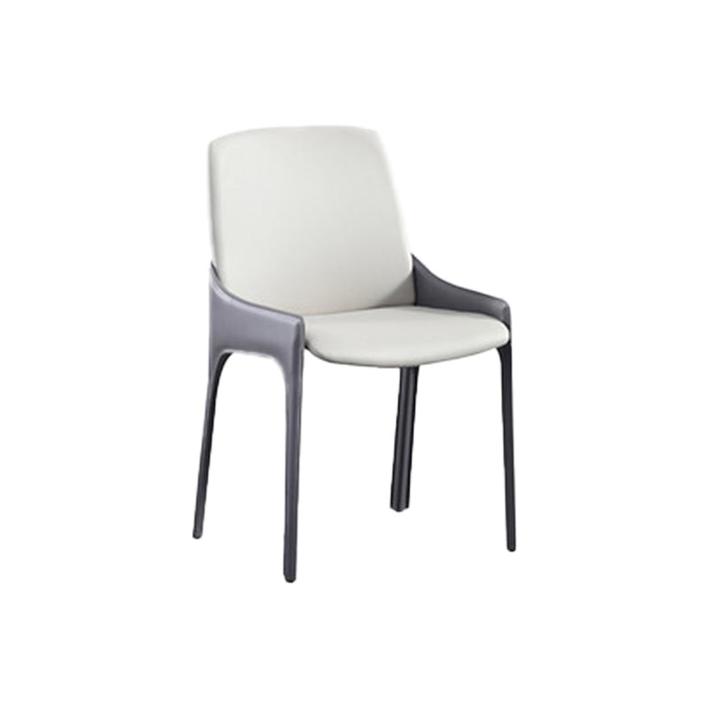 Contemporary Metal Dining Room Chair Arm Faux Leather Side Chair for Dining Room