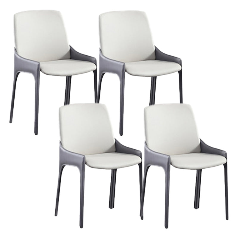 Contemporary Metal Dining Room Chair Arm Faux Leather Side Chair for Dining Room