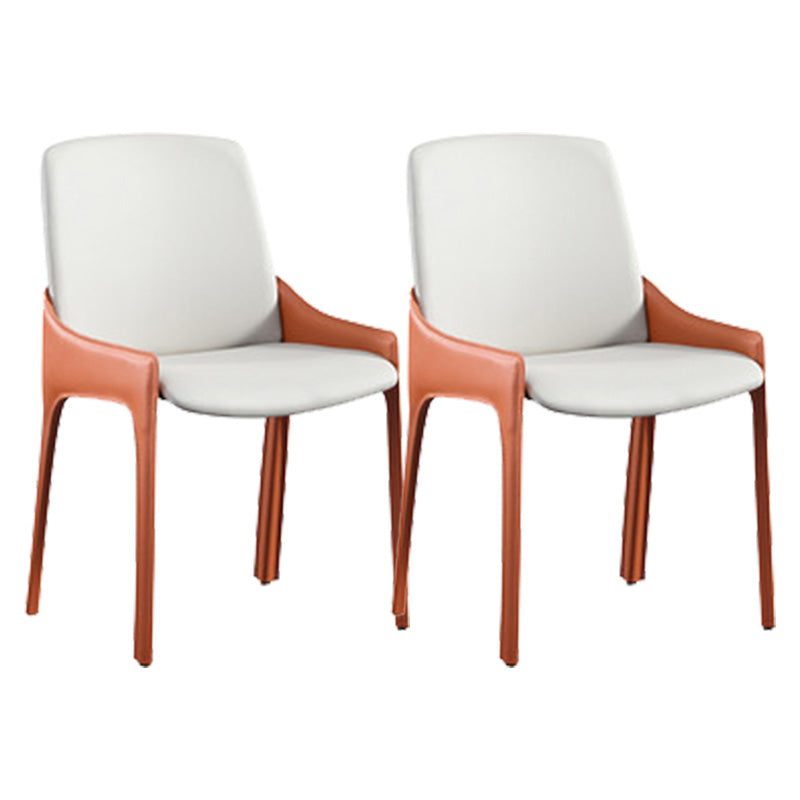 Contemporary Metal Dining Room Chair Arm Faux Leather Side Chair for Dining Room